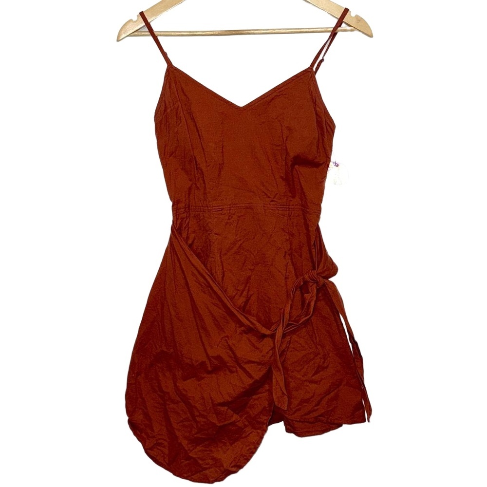 Abercrombie & Fitch Red Cotton Spaghetti Strap Wrap Mini Dress Womens Size Small